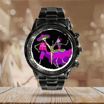 Discover Dia De Los Muertos Calendar Steel Band Watch, Ballet Folklorico Sugar