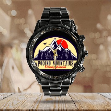 Discover Pocono Mountains Pennsylvania Calendar Steel Band Watch