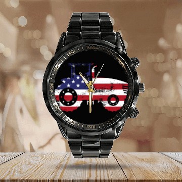 Discover Farming Farmer American Flag Us Calendar Steel Band Watch