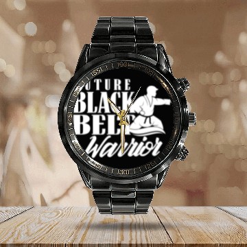 Discover Future Black Belt Warrior MMA Belts Martial Arts Calendar Steel Band Watch