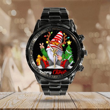 Discover Merry Christmas Gnomes Family Christmas Calendar Steel Band Watch
