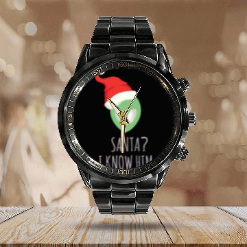 Discover Santa? I know him. Merry Christmas. Happy New Year Calendar Steel Band Watch
