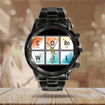 Discover Cornwall | Periodic Table of Elements Calendar Steel Band Watch