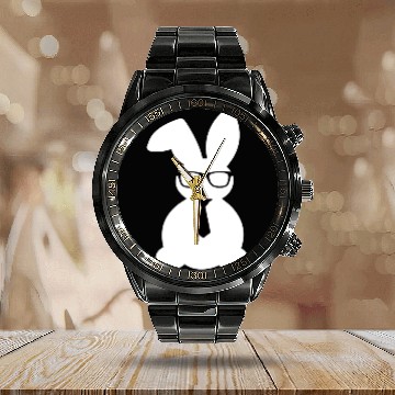 Discover Cute Bunny Bow Tie Men Boys Kids Funny Easter Day Calendar Steel Band Watch