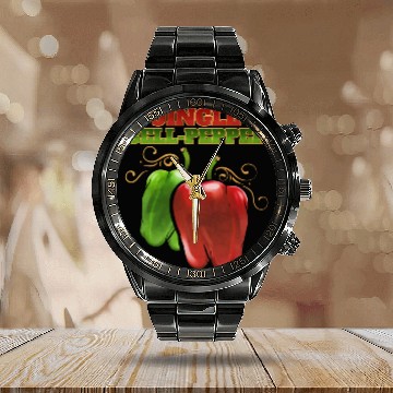 Discover Red And Green Jingle Bell Pepper For Christmas Calendar Steel Band Watch