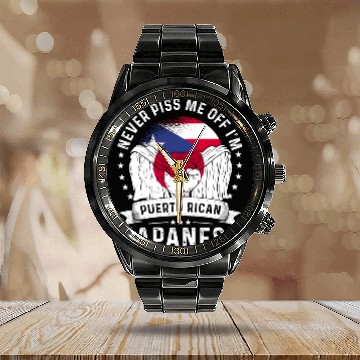 Discover Puerto Rico Flag Japan Grown Funny Humor Calendar Steel Band Watch