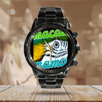 Discover Blue And Yellow Macaw - Parrot Calendar Steel Band Watch