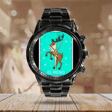 Discover El Reno Reindeer Card Mexican Lottery Christmas Calendar Steel Band Watch
