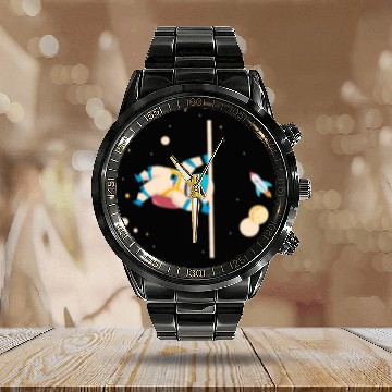 Discover Calisthenics Astronaut Fitness Workout Exercise Calendar Steel Band Watch