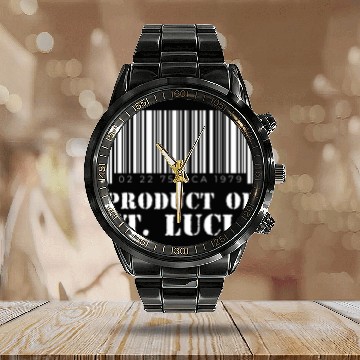 Discover Product of St. Lucia (White) Calendar Steel Band Watch