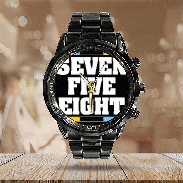 Discover Seven Five Eight (Black) Calendar Steel Band Watch