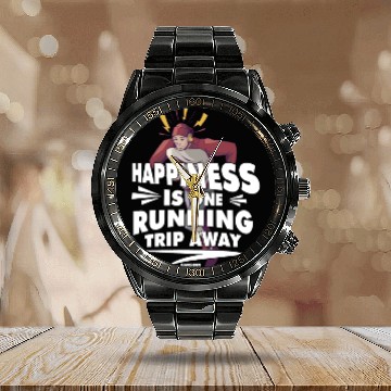 Discover Run jogging sport race training gift Calendar Steel Band Watch