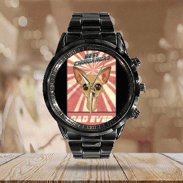 Discover Best Chihuahua Dad Ever I Chihuahua Lover Calendar Steel Band Watch