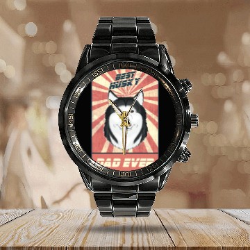 Discover Best Siberian Husky Dad Ever I Husky Lover Calendar Steel Band Watch