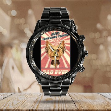 Discover Best Yorkshire Terrier Dad Ever I Yorkie Lover Calendar Steel Band Watch