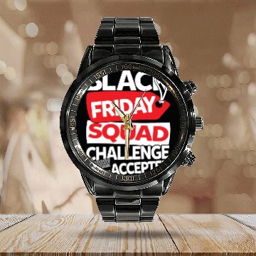 Discover Black Friday Squad Challenge Accepted Calendar Steel Band Watch