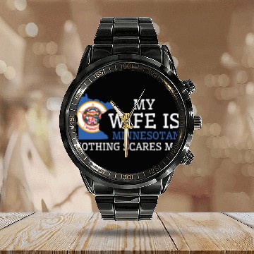 Discover Nothing Scares Me Minnesotan Wife Minnesota Calendar Steel Band Watch