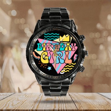 Discover Colorful Birthday Girl Pastel Calendar Steel Band Watch