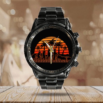 Discover Robotic Lawnmower Evolution Retro Calendar Steel Band Watch
