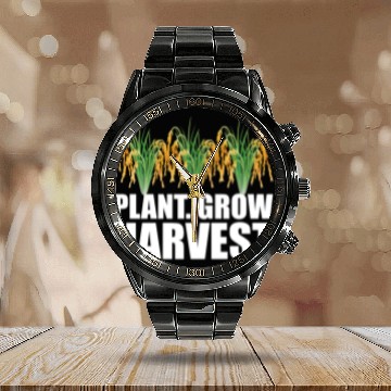 Discover Rice Farmer - Plant Grow Harvest Calendar Steel Band Watch