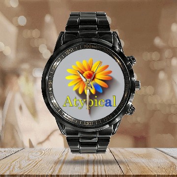 Discover Colorful flower, atypical or neurodivergent Calendar Steel Band Watch