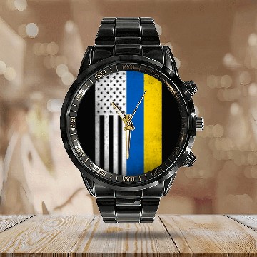 Discover Ukraine Design for proud Ukrainian Americans Calendar Steel Band Watch