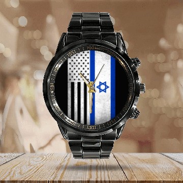 Discover Israel Design for proud Israeli Americans Calendar Steel Band Watch