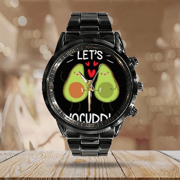 Discover Let's Avocuddle Clothing Vegan Lover Gift Avocado Calendar Steel Band Watch