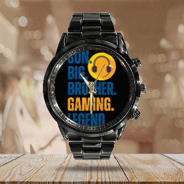 Discover SON BROTHER GAMING LEGEND for gamer textured text Calendar Steel Band Watch