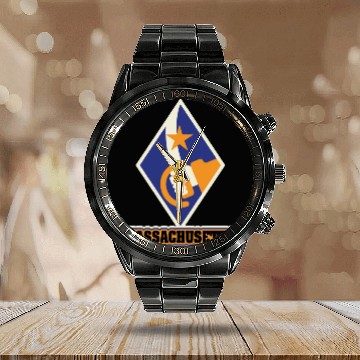 Discover US States MASSACHUSETTS Calendar Steel Band Watch