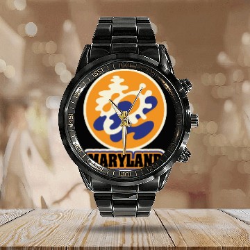 Discover US States MARYLAND Calendar Steel Band Watch