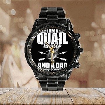 Discover Funny Quail Hunting Hobby Northern Bobwhite Quail Calendar Steel Band Watch