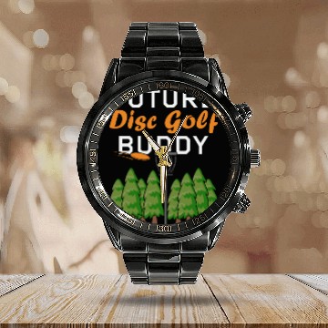 Discover Future Disc Golf Buddy Frisbee Son Daughter Kids Calendar Steel Band Watch