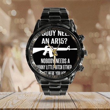 Discover Gun Rights Calendar Steel Band Watch