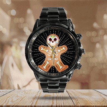 Discover Gingerbread man Sugar Skull decor for Christmas Calendar Steel Band Watch