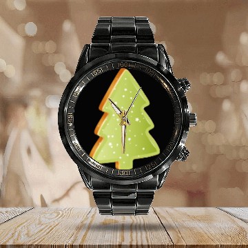 Discover Fir tree cookie with green icing Calendar Steel Band Watch