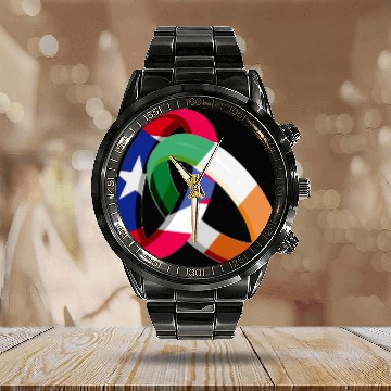 Discover Puerto Rico Flag Ireland Ring Marriage Wedding Calendar Steel Band Watch