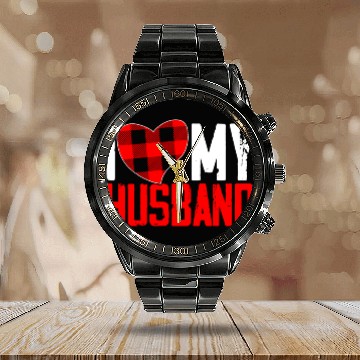 Discover I Love My Hubby Valentines Day Marriage Cupid Love Calendar Steel Band Watch