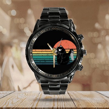 Discover Ew, people - Disgusted Black Cat with Smelly Sock Calendar Steel Band Watch