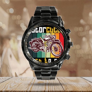 Discover Motorcycle Born to Run Motorcycle Rider Retro Gift Calendar Steel Band Watch