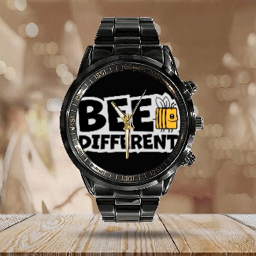 Discover bee different saying quote Calendar Steel Band Watch