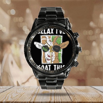 Discover Relax I've Goat This Goat Whisperer Farm Animal Calendar Steel Band Watch