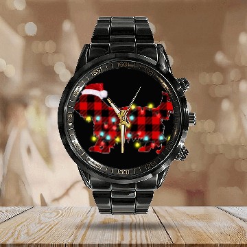 Discover Yorkshire Terrier Christmas Dog Lover Pajamas Calendar Steel Band Watch