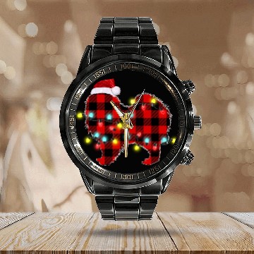 Discover Pomeranian Christmas Dog Lover Pajamas Calendar Steel Band Watch