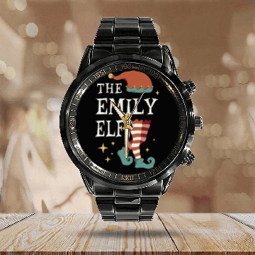 Discover The Emily Elf - Christmas Pajama for Emily Calendar Steel Band Watch