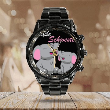 Discover Elephants - Große Schwester Calendar Steel Band Watch