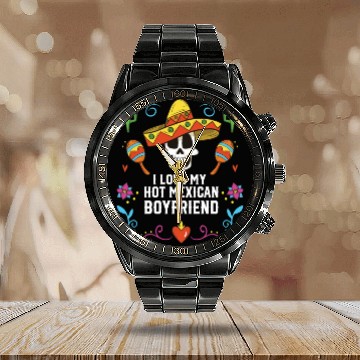 Discover I Love My Hot Mexican Boyfriend Mexico Pride Calendar Steel Band Watch