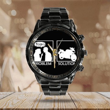 Discover Motorcycles Racing Motorcyclist Biking Husband Dad Calendar Steel Band Watch