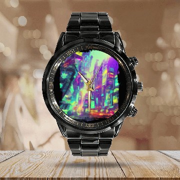 Discover Cool Japanese World Japan Neon City Calendar Steel Band Watch