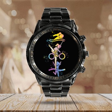 Discover Watercolor Womens Triathlon Calendar Steel Band Watch